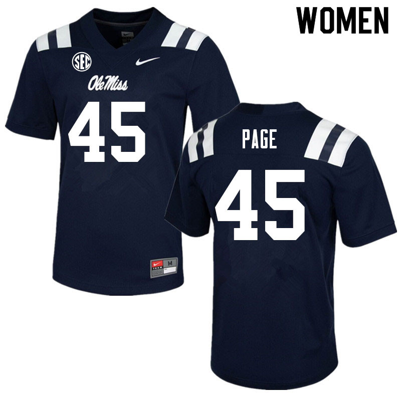 Fred Page Ole Miss Rebels NCAA Women's Navy #45 Stitched Limited College Football Jersey JGL0058TS